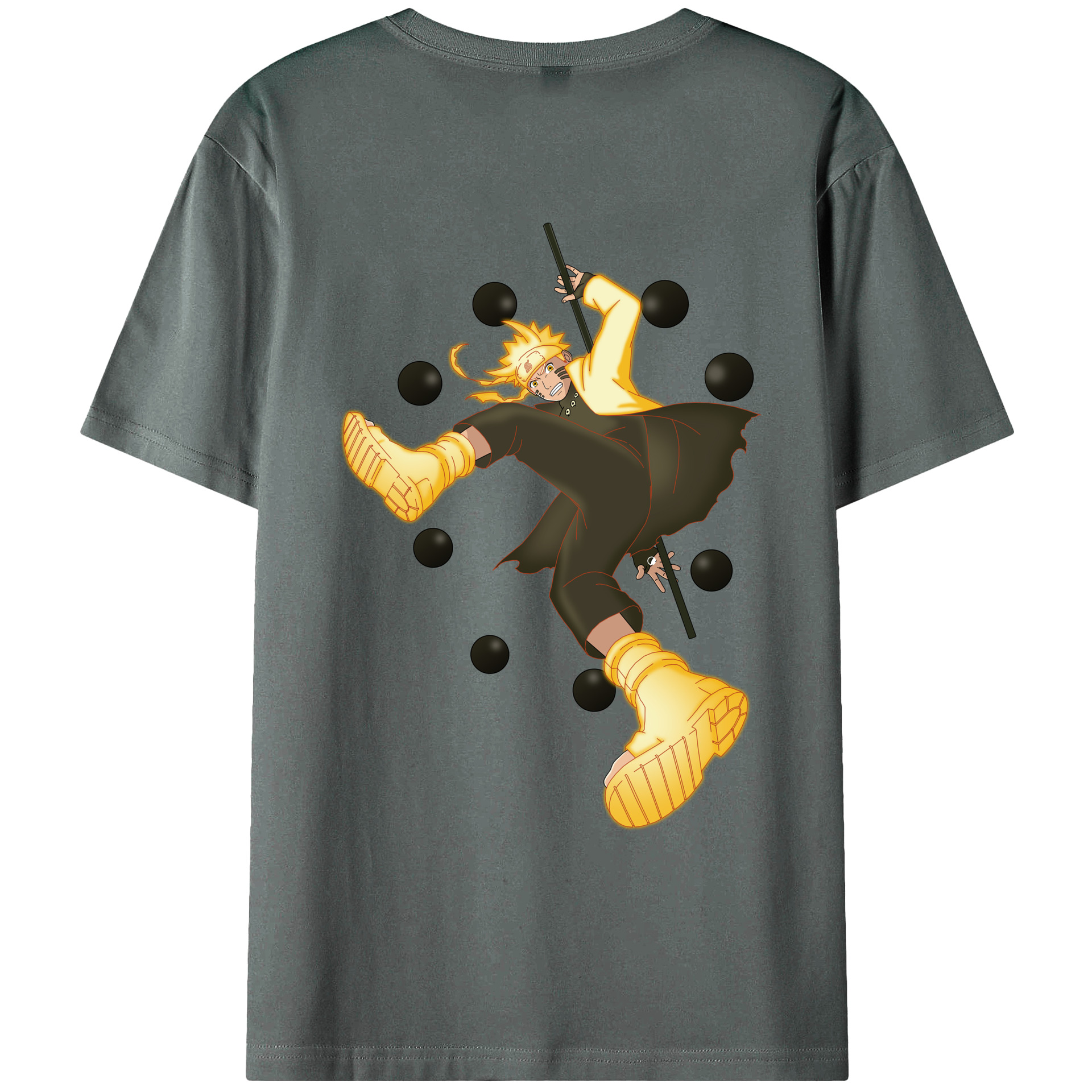 （画像用） NARUTO -ナルト- うずまき ナルト Uzumaki Naruto 綿100％ メンズ半袖Tシャツ（バックプリント） 通気性